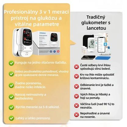 Odporúčanie lekárne丨Omron™ 11 v 1 neinvazívny glukomer – pohodlné meranie glukózy bez ihiel, kompaktný dizajn pre každodenné použitie