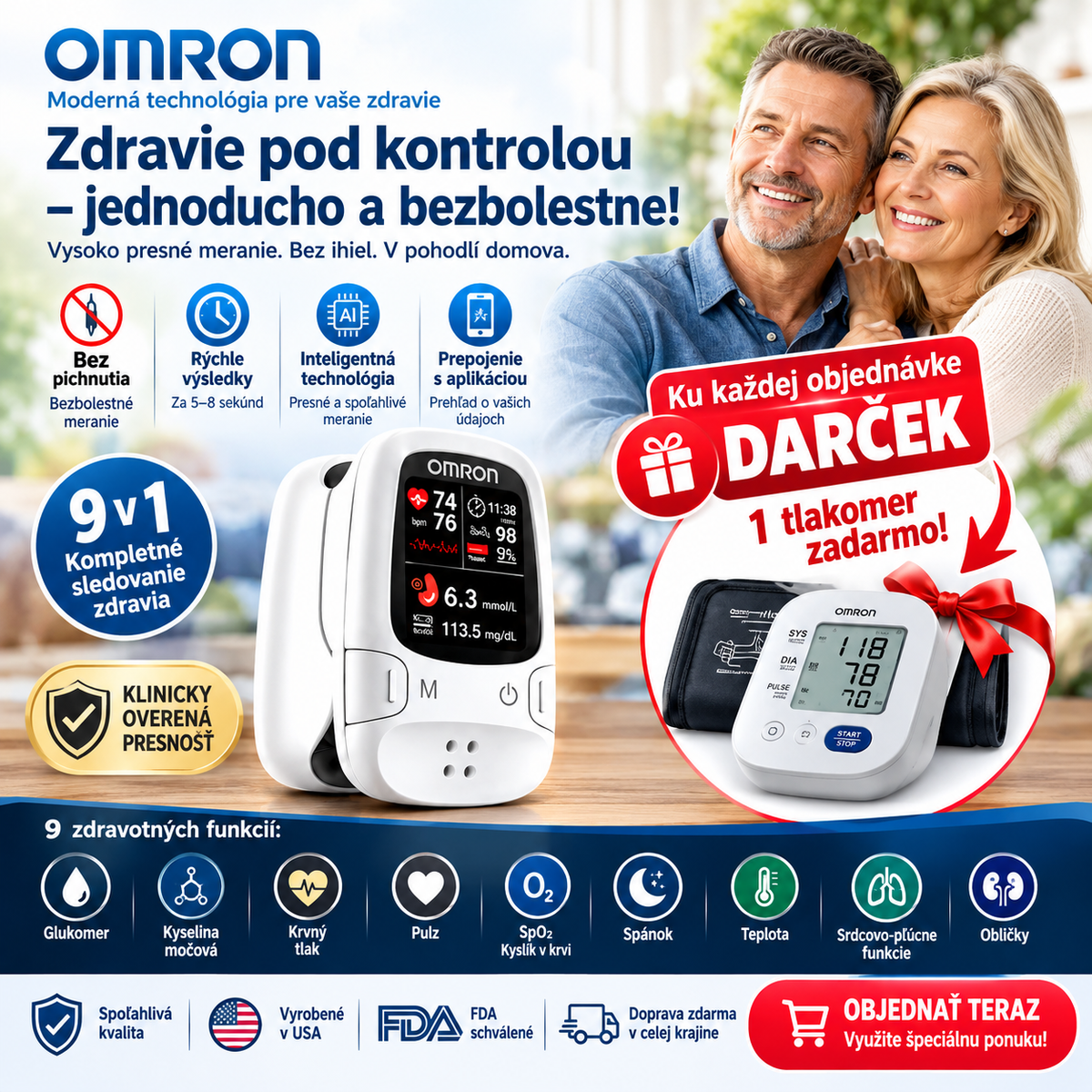 Omron™ bezbolestný glukomer – bez ihiel